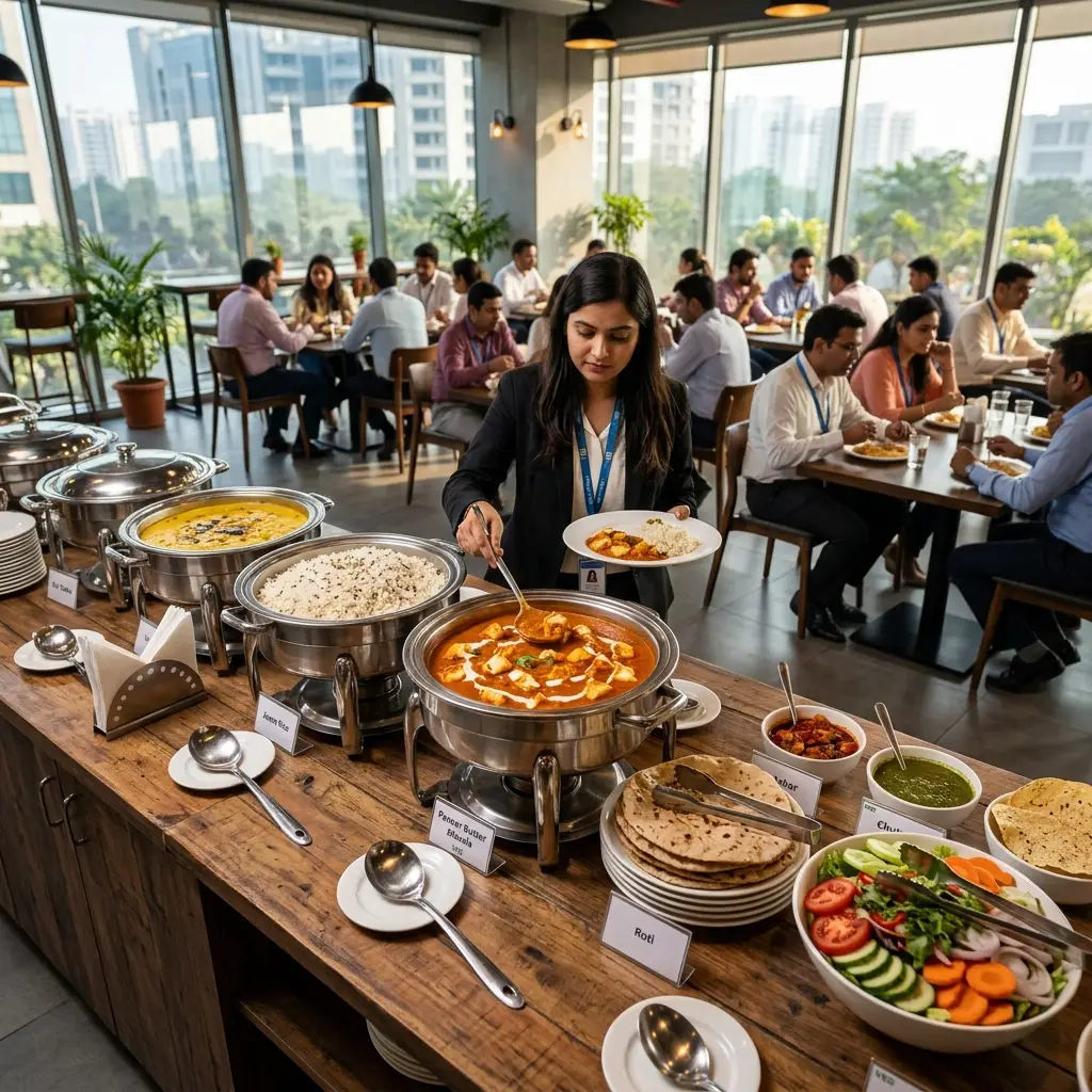 In-office catering setup in a Delhi corporate office