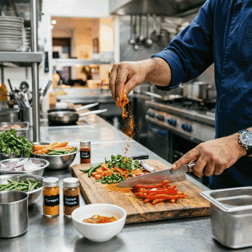 The Tadka Box Kitchen active cooking and prep
